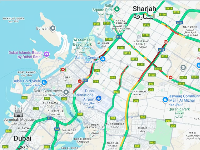 দুবাই-শারজাহ রুটে তীব্র যানজট; আবুধাবিতে কুয়াশার কারণে গতি কমানো হচ্ছে